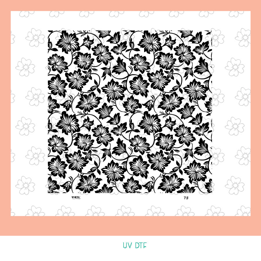 EL73 ~ Black and White Florals2 ~ UV DTF Element Sheet