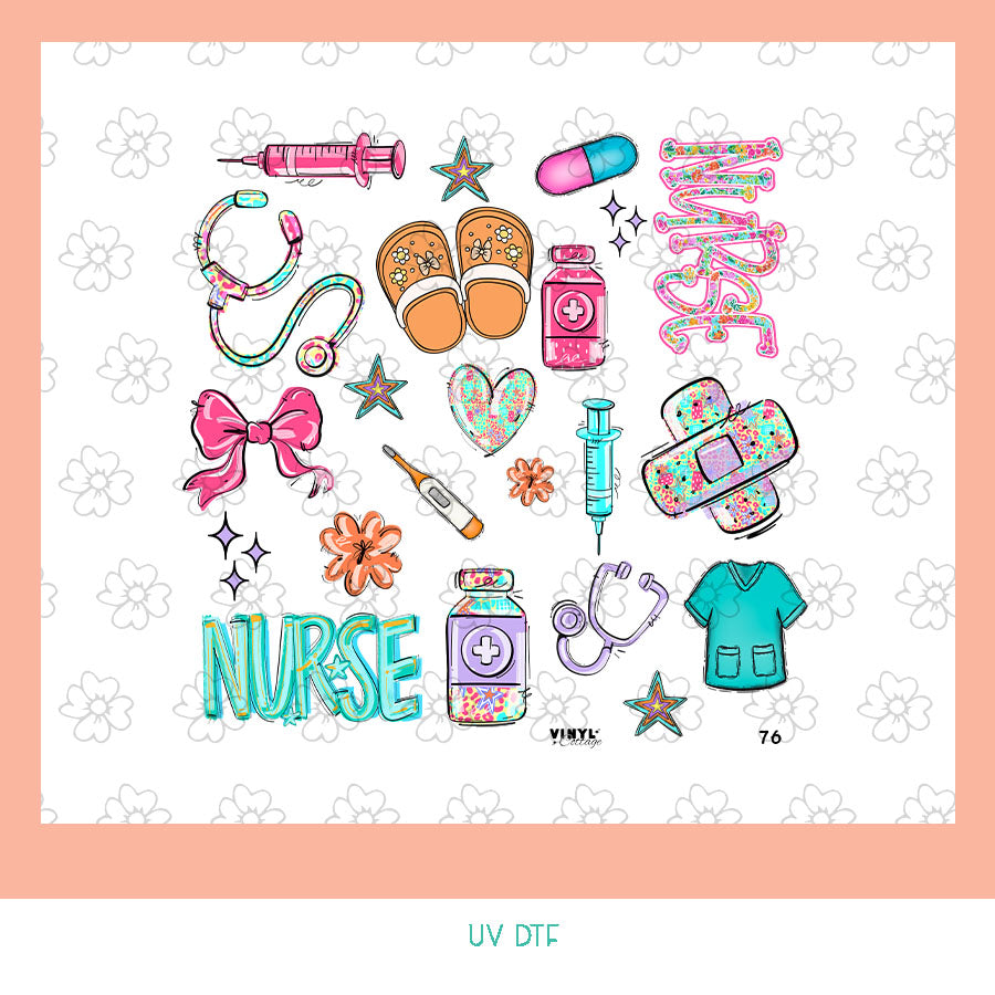 EL76 ~ Colorful Nurse ~ UV DTF Element Sheet