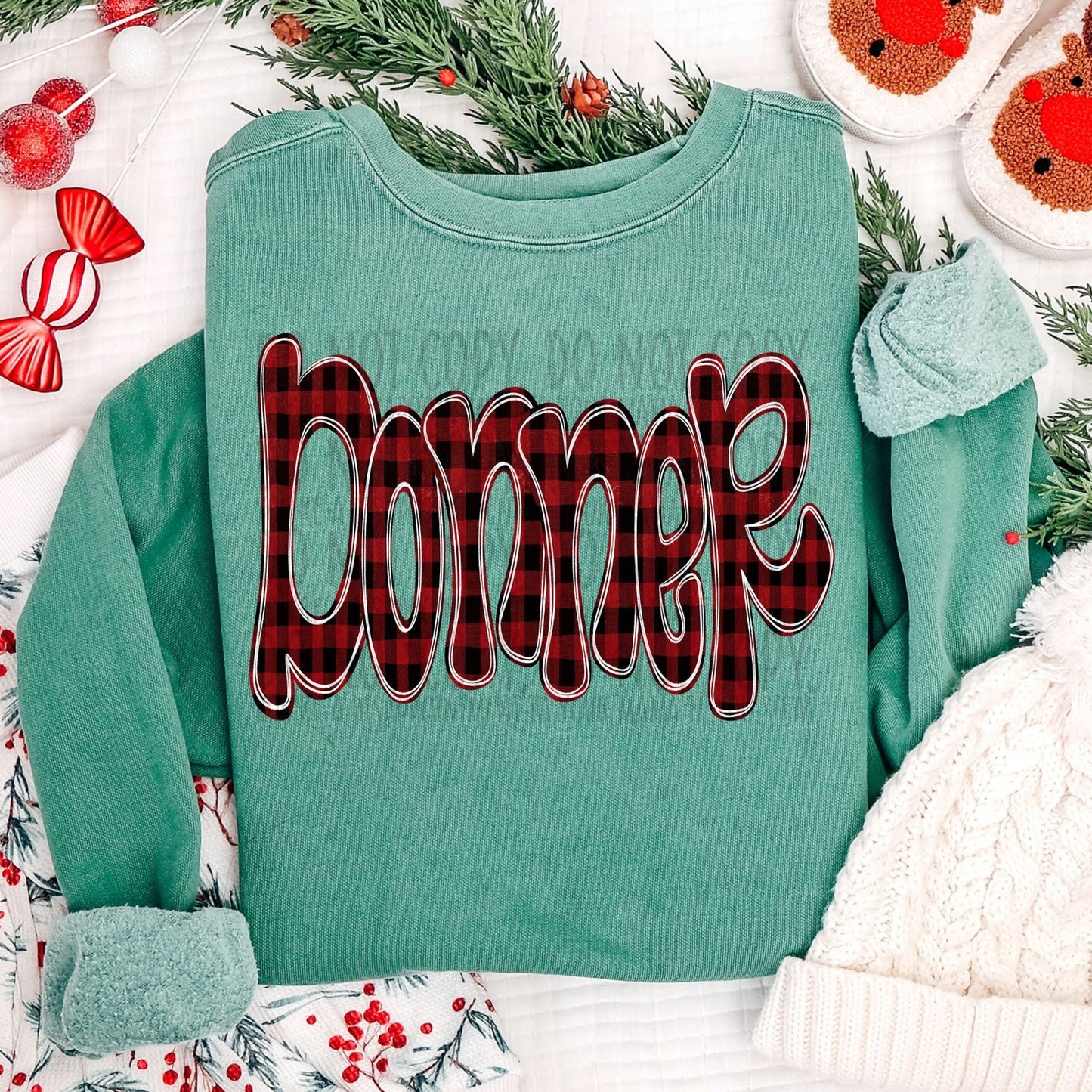 Donner Doodle Buffalo Plaid ~ 25SWD10 ~ DTF Transfer