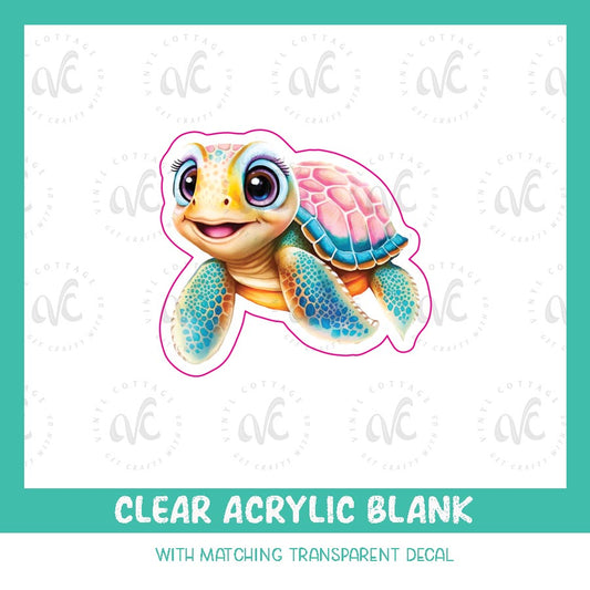 AD20 ~ Cute Turtle Girl ~ Acrylic + UV DTF Decal Set