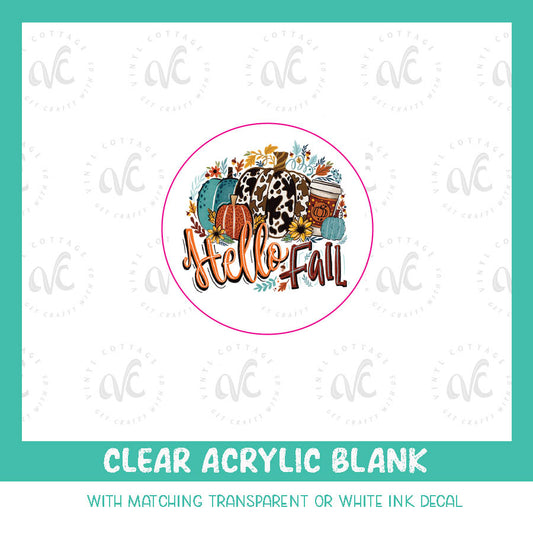 AD23 ~ Hello Fall Pumpkin ~ Acrylic Decal Set