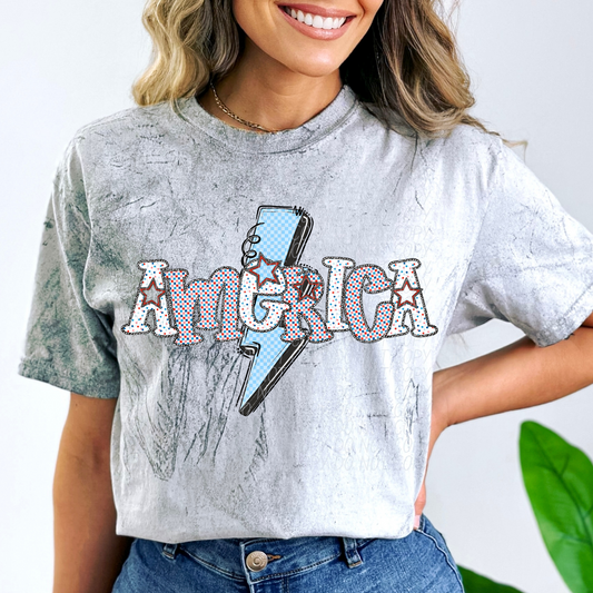 America Bolt Light Blue ~ 25CSD05 ~ DTF Transfers
