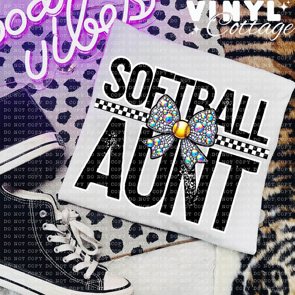 Softball Aunt ~ 24ECH09 ~ DTF Transfer