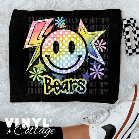 Bears ~ Rainbow Smiley Star ~  DTF Transfer