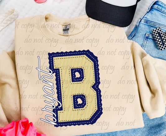 Bryant Prepster ~ Navy and Vegas Gold ~ 25SAG ~ DTF Transfers