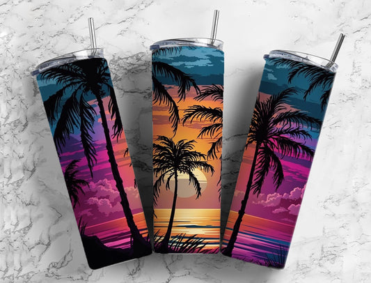 TW119 ~ Tumbler Wrap ~ Sunset Palms