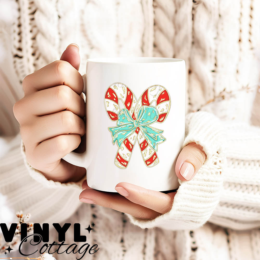 Turquoise Candy Canes ~ UV DTF DECAL – Vinyl Cottage