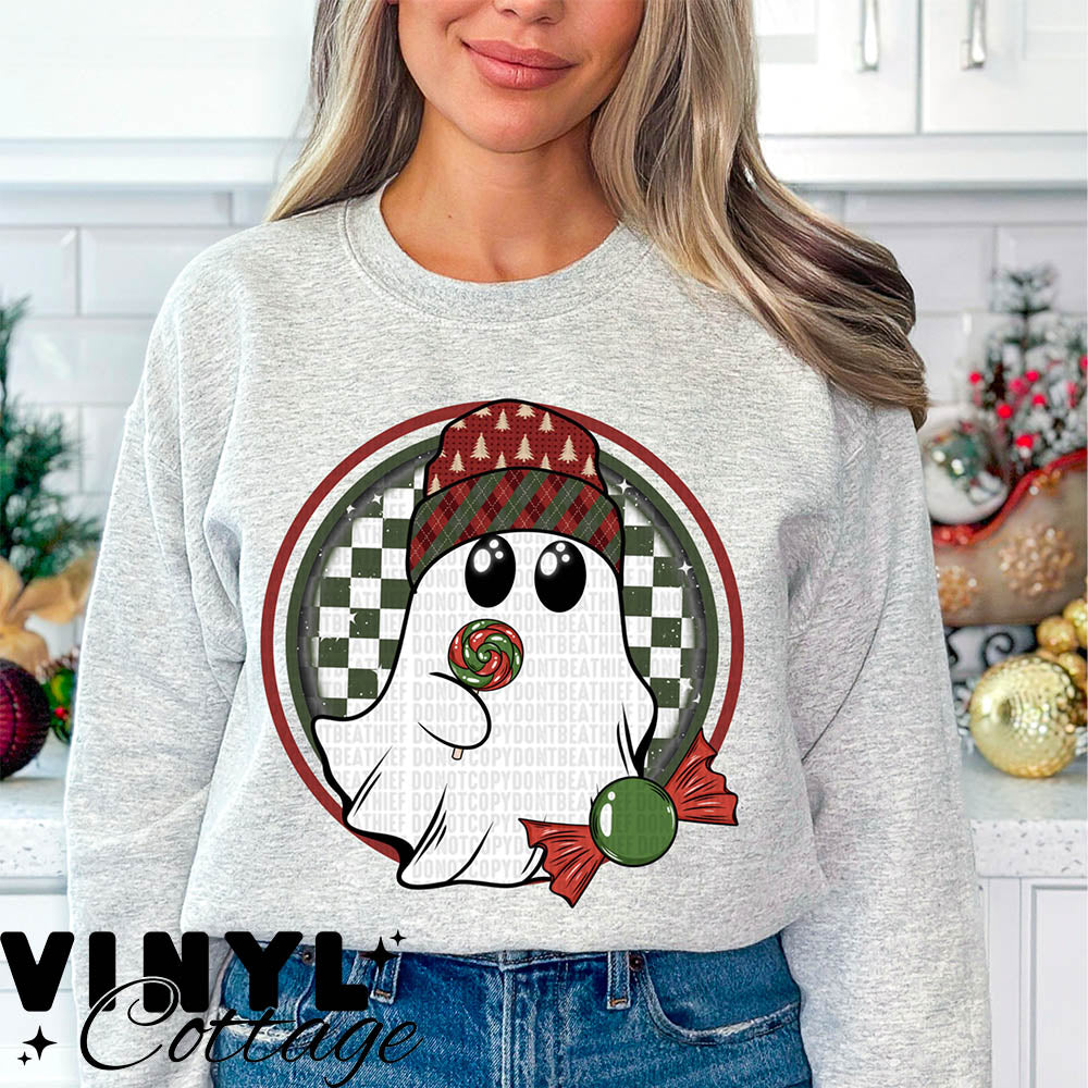 Christmas Ghost Checkered ~ DTF Transfer