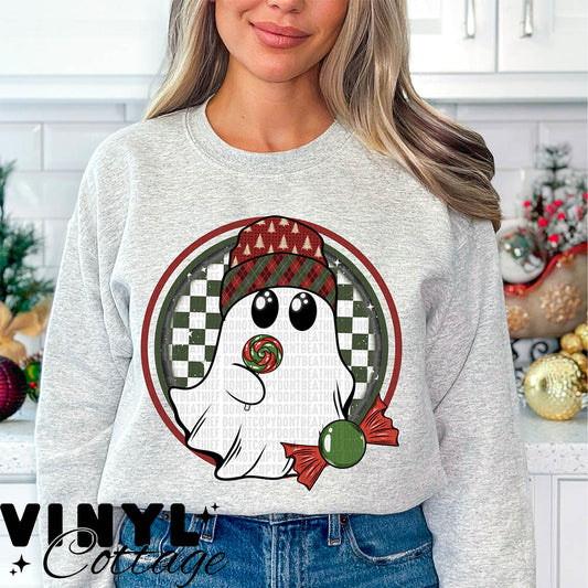 Christmas Ghost Checkered ~ DTF Transfer