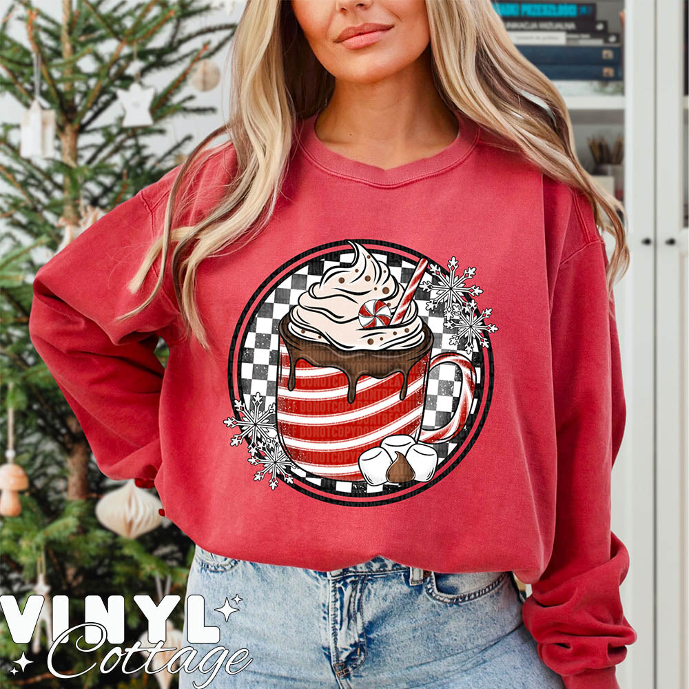 Checkered Hot Cocoa ~ DTF Transfer