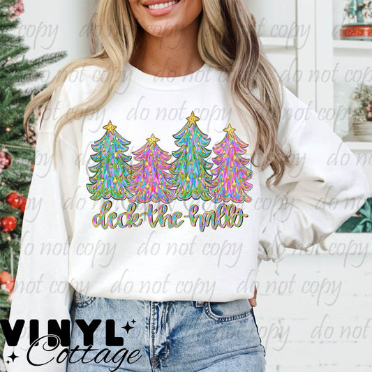 Deck The Halls Trees ~ DTF Transfer
