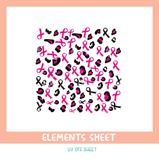 EL15 ~ Pink Ribbon ~ UV DTF Element Sheet