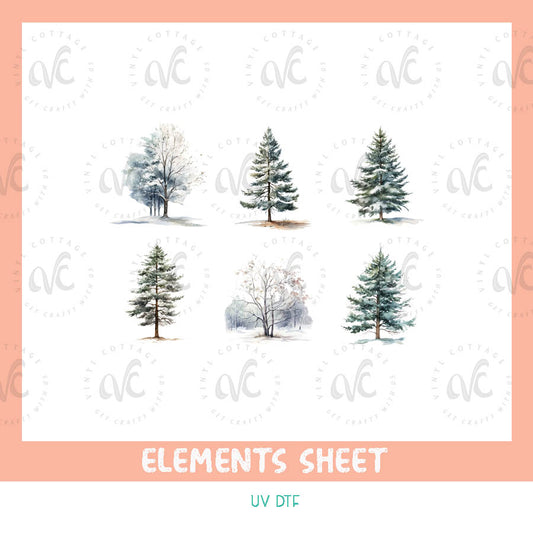 EL21 ~ Winter Trees ~ UV DTF Element Sheet