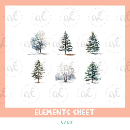 EL21 ~ Winter Trees ~ UV DTF Element Sheet