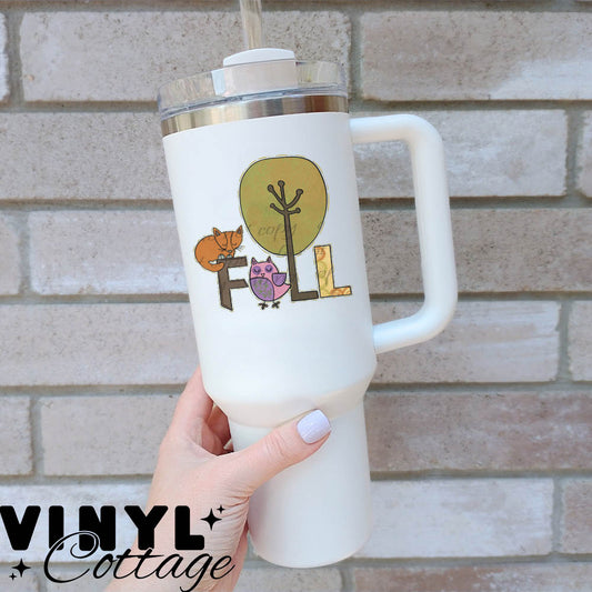 Fall and Halloween ~ Fall Fox and Owl ~ UV DTF DECAL