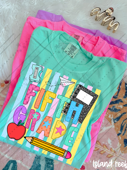 School Stripes Grade Level ~ CCo26 ~ DTF Transfer