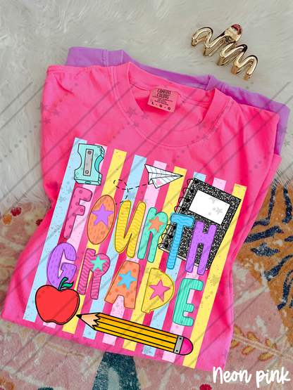 School Stripes Grade Level ~ CCo26 ~ DTF Transfer