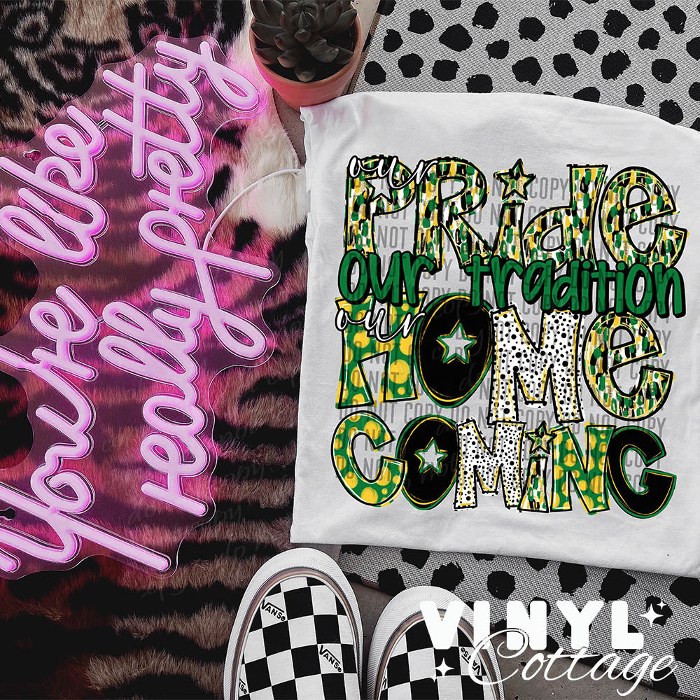Homecoming ~ Green & Yellow ~ DTF Transfer