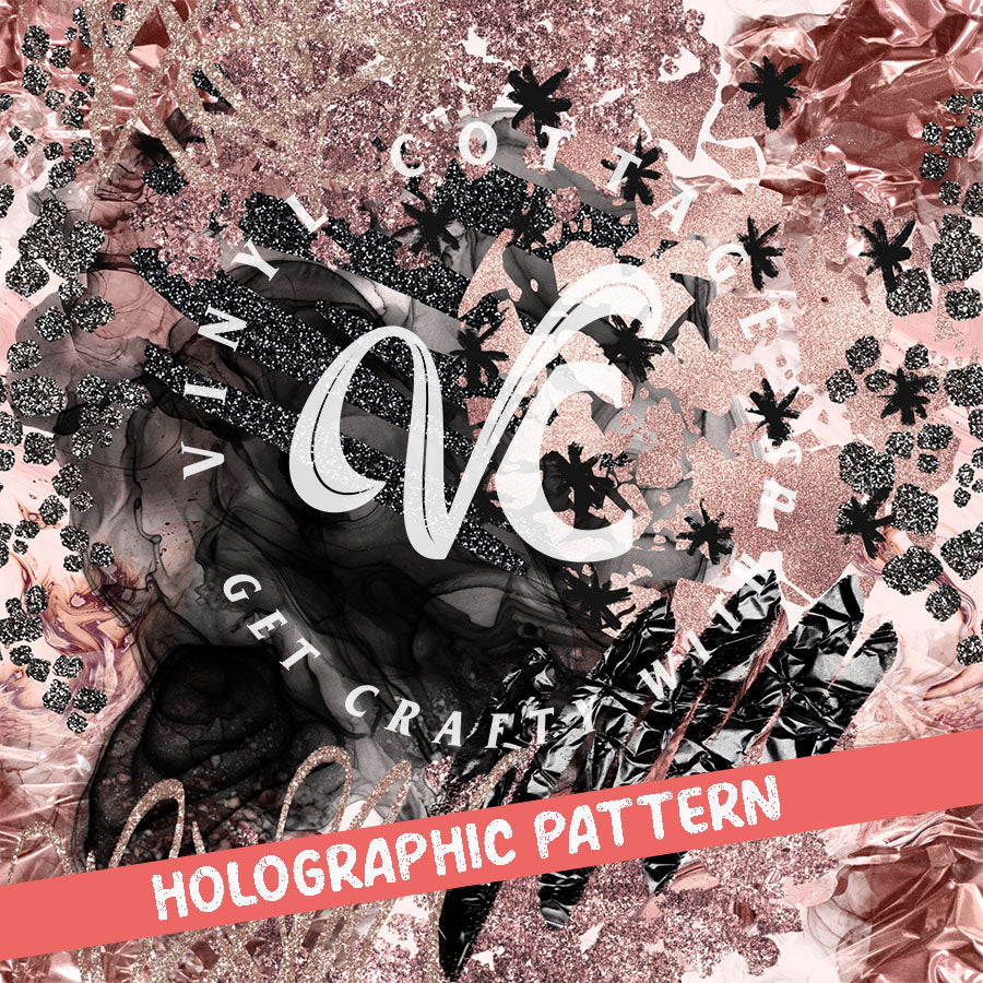 Black and Rose Gold ~ Holographic Vinyl ~ HG54