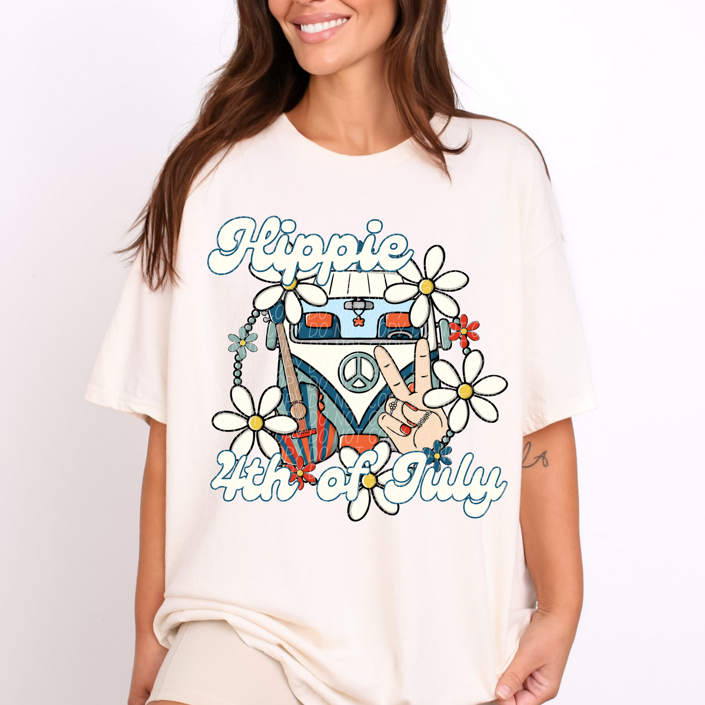 Hippie 4th of July Bus ~ 25CSD05 ~ DTF Transfers