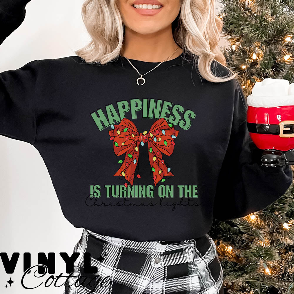 Happiness is Turning on The Christmas Lights ~ DTF Transfer