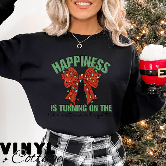 Happiness is Turning on The Christmas Lights ~ DTF Transfer
