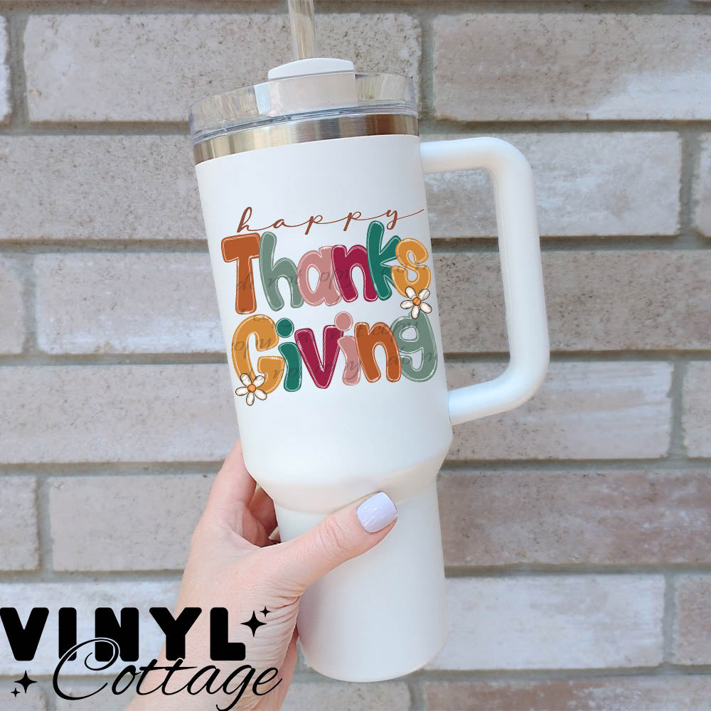 Fall and Halloween ~ Happy Thanksgiving ~ UV DTF DECAL