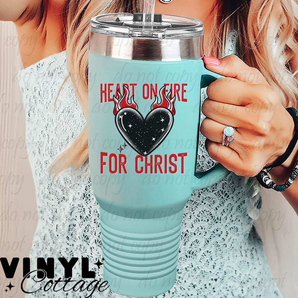 Heart On Fire For Christ ~ UV DTF DECAL