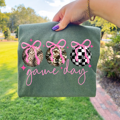 Game Day Balls and Bows ~ 26CSC03 ~  DTF Transfer