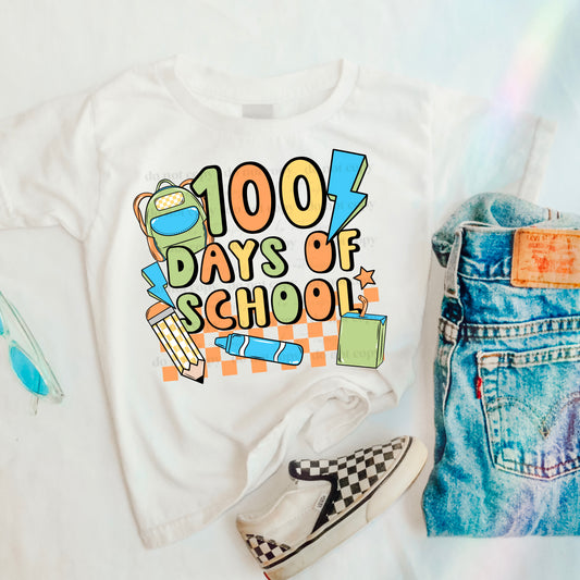 100 Days of School Blue Grid ~ DTF Transfer