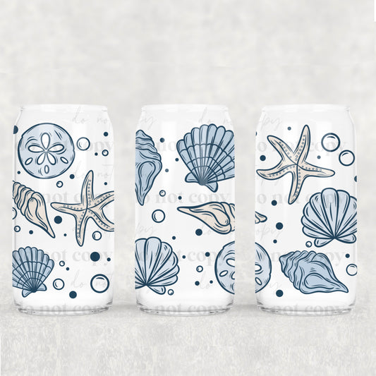 155UV ~  UV DTF Wrap ~ Blue Seashells