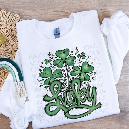 Lucky Shamrock Bouquet ~ SWD25 ~ DTF Transfer