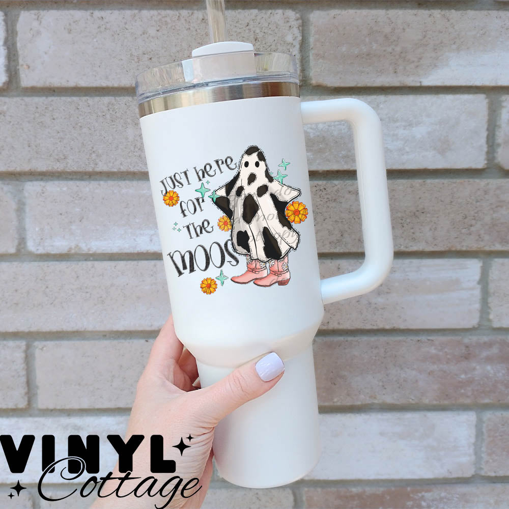 Fall and Halloween ~Here For The Moos ~ UV DTF DECAL