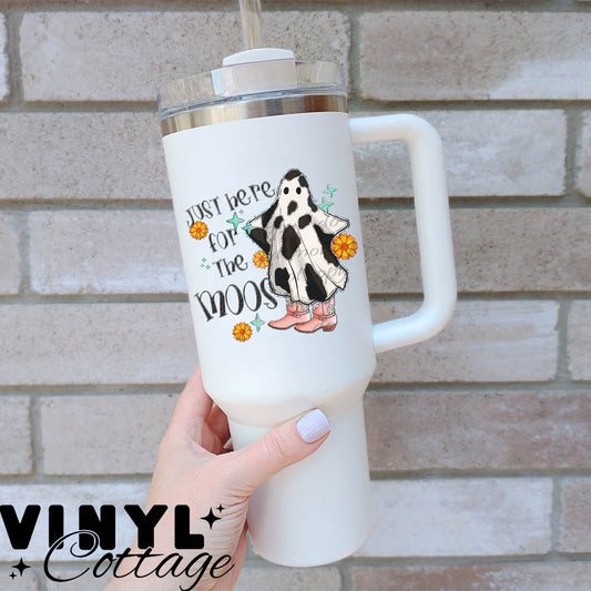 Fall and Halloween ~Here For The Moos ~ UV DTF DECAL