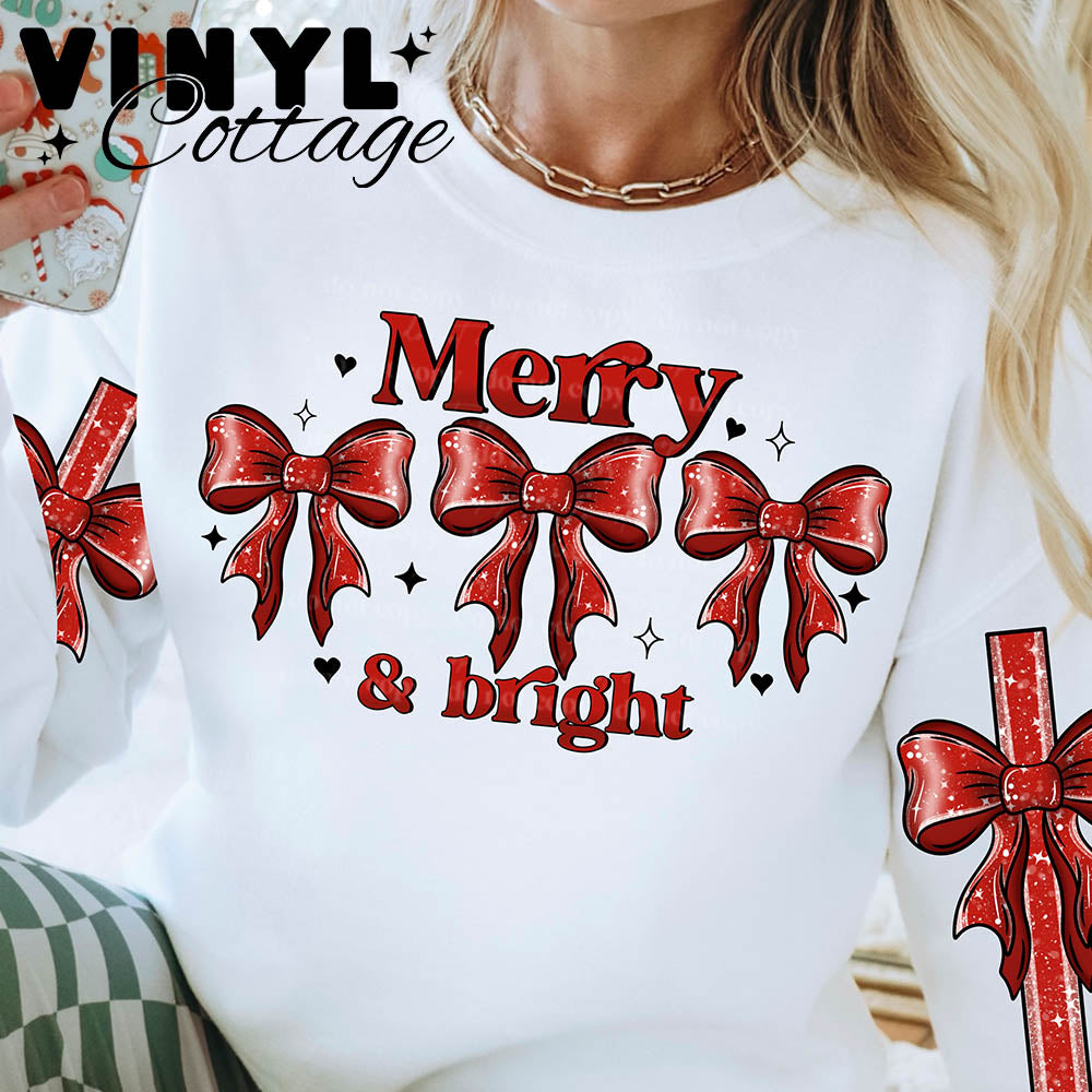 Merry and Bright Bows ~ Main Design ~ DTF Transfer