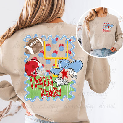 Light Blue Reb Squiggle Frame Mascot Back Design with Pocket Design ~ 25JKD07 ~ DTF Transfer