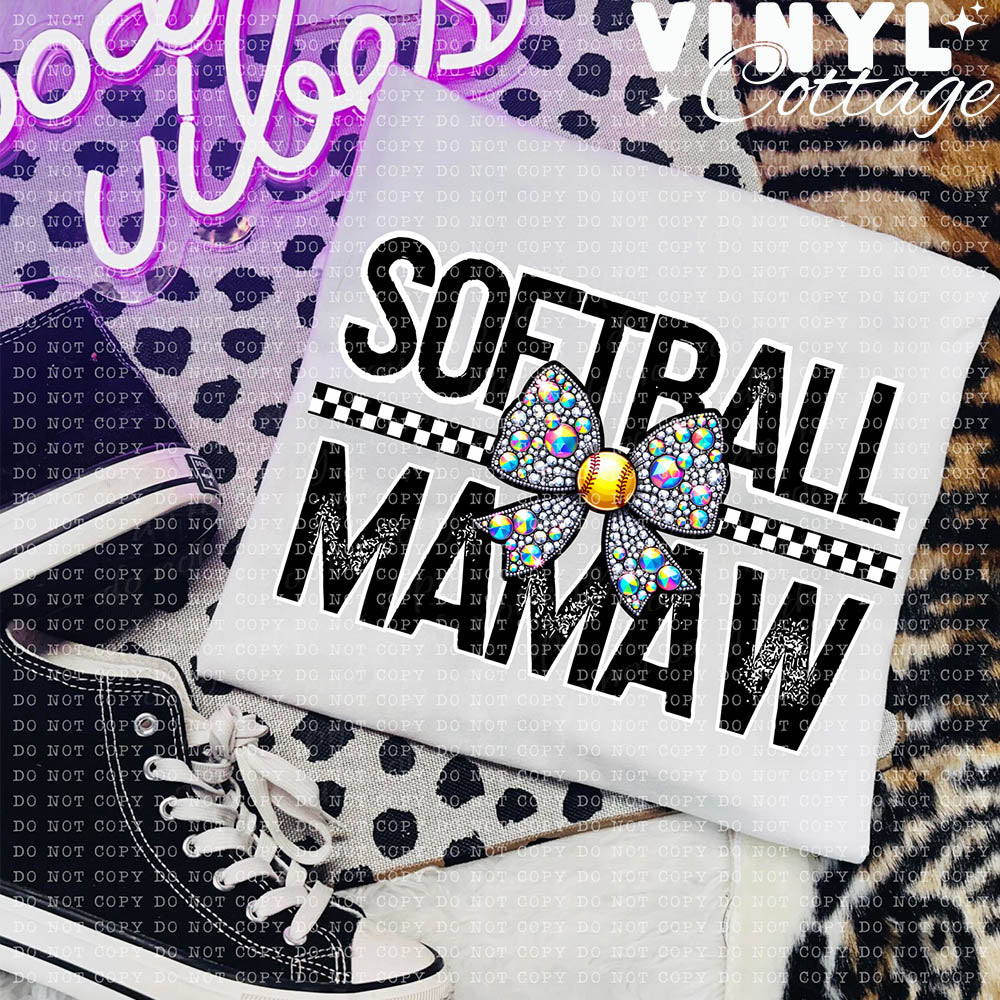 Softball Mamaw ~ 24ECH09 ~ DTF Transfer