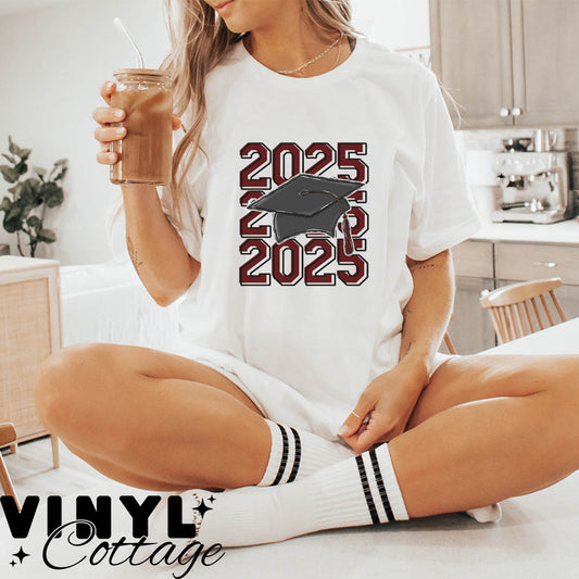 Grad Cap ~ Maroon ~ DTF Transfer
