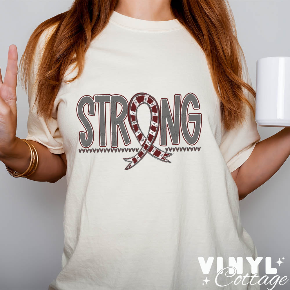 Strong Ribbon Strong Ribbon ~ Maroon ~ DTF Transfer – Vinyl Cottage