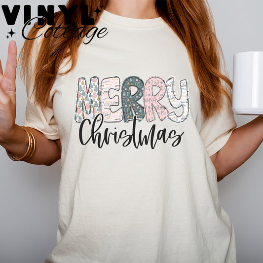 Merry Christmas Pink ~ DTF Transfer