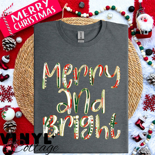 Merry and Bright ~ DTF Transfer