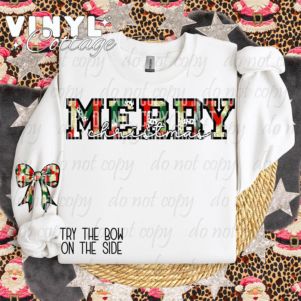 Black Outline Christmas ~ Bow ONLY ~ DTF Transfer