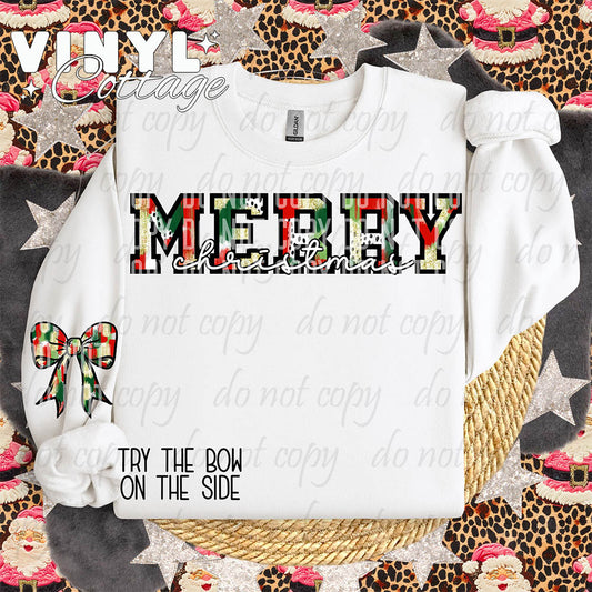 Merry Christmas Black Outline ~ Main Design ~ DTF Transfer