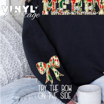 Gold Outline Christmas Bow ~ DTF Transfer