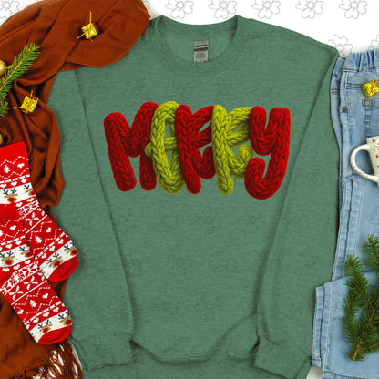 Merry Faux Knitted ~ 25ETS10 ~ DTF Transfer