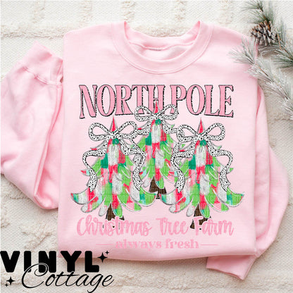 North Pole Trees Pink ~ DTF Transfer