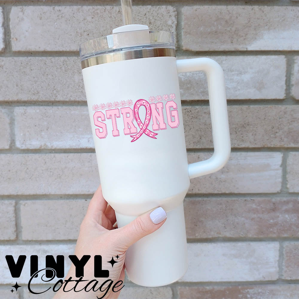 Pink Ribbon Strong ~ UV DTF DECAL – Vinyl Cottage