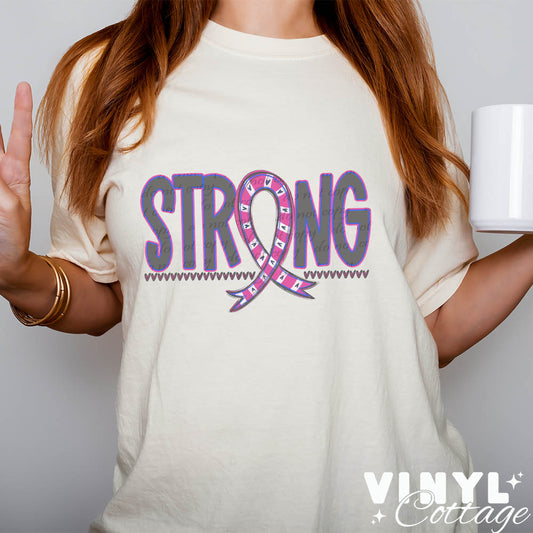 Strong Ribbon ~ Pink and Blue ~ DTF Transfer