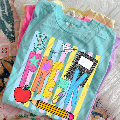School Stripes Grade Level ~ CCo26 ~ DTF Transfer