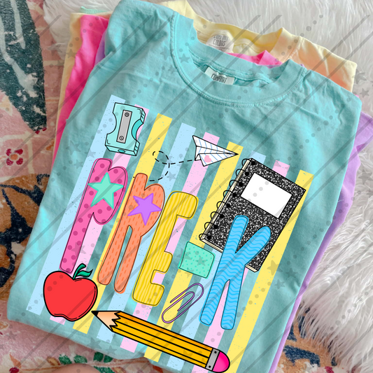 School Stripes Grade Level ~ CCo26 ~ DTF Transfer